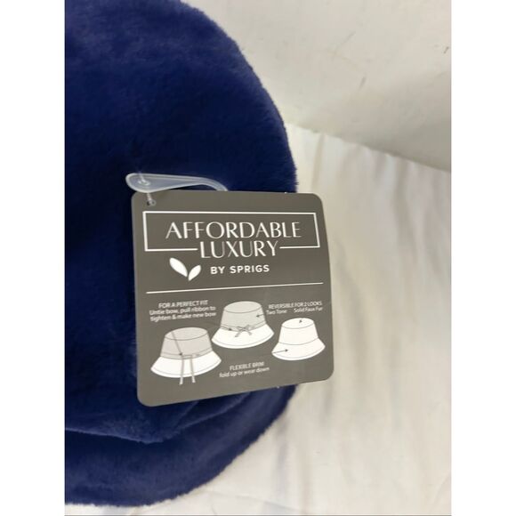 Sprigs Plush Blue bucket hat adjustable 9" diameter Affordable Luxury reversible - Picture 3 of 7